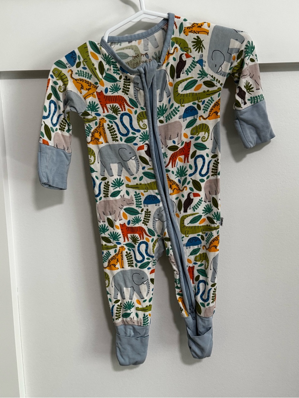 Little Sleepies OG Blue Jungle Safari Animal Print Zippy NB bamboo sleeper